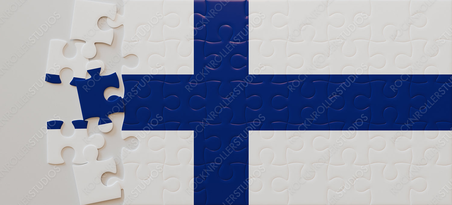 Nearly Complete: Finland's Flag as a Jigsaw Puzzle with One Piece Detached