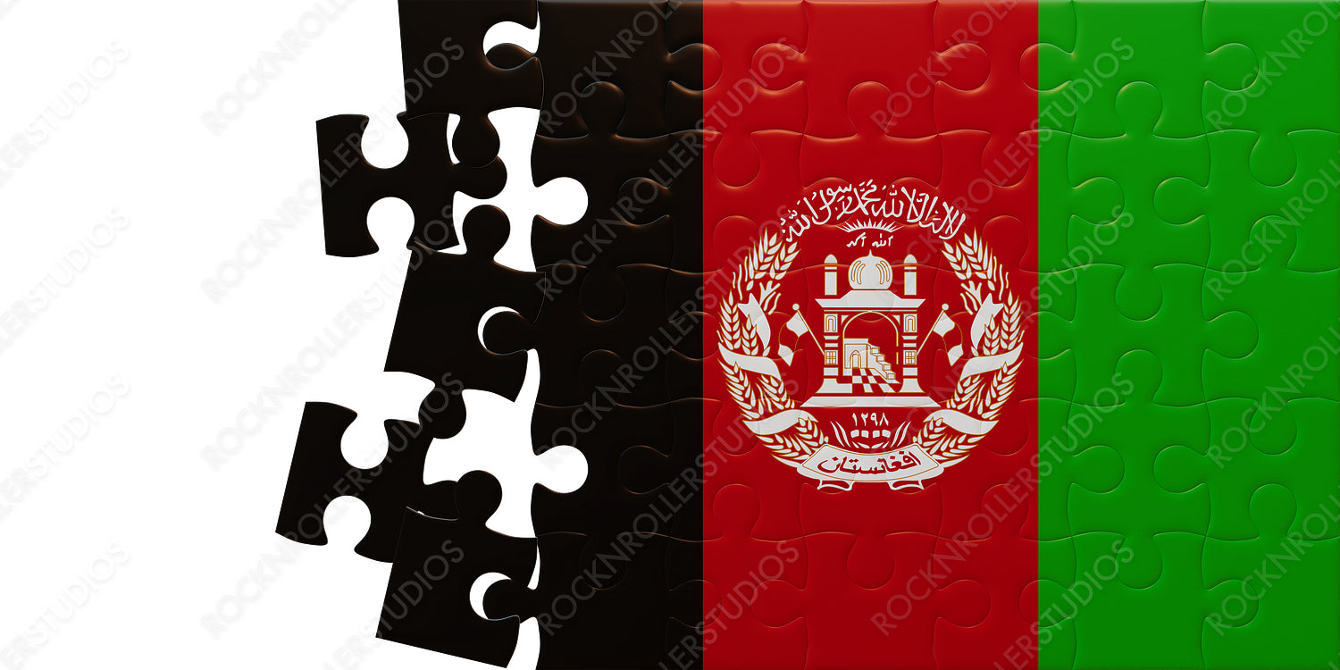 Intriguing Afghanistan Flag as an Incomplete Jigsaw Puzzle