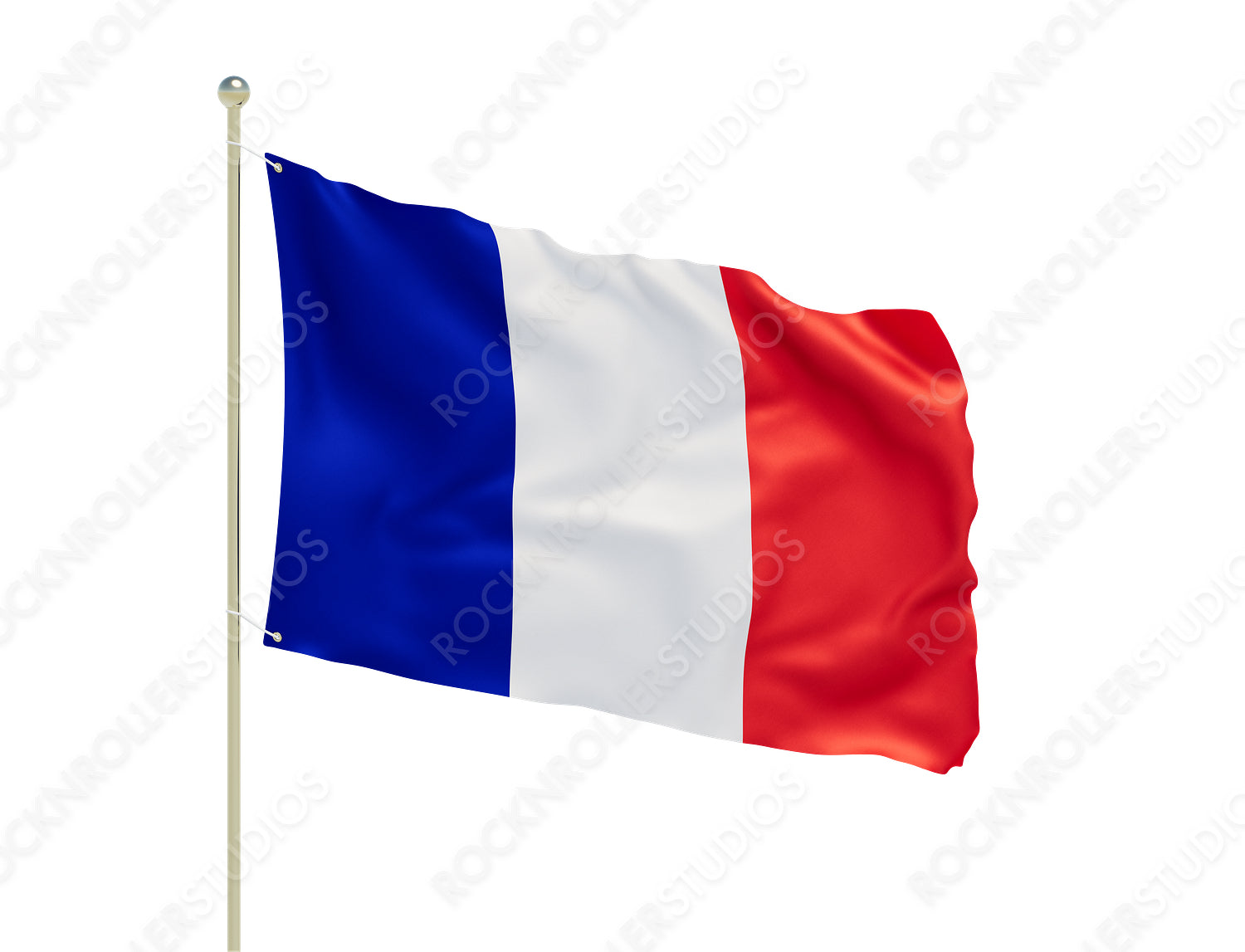 Vibrant French Tricolor Flag Waving Proudly in the Wind. Transparent PNG