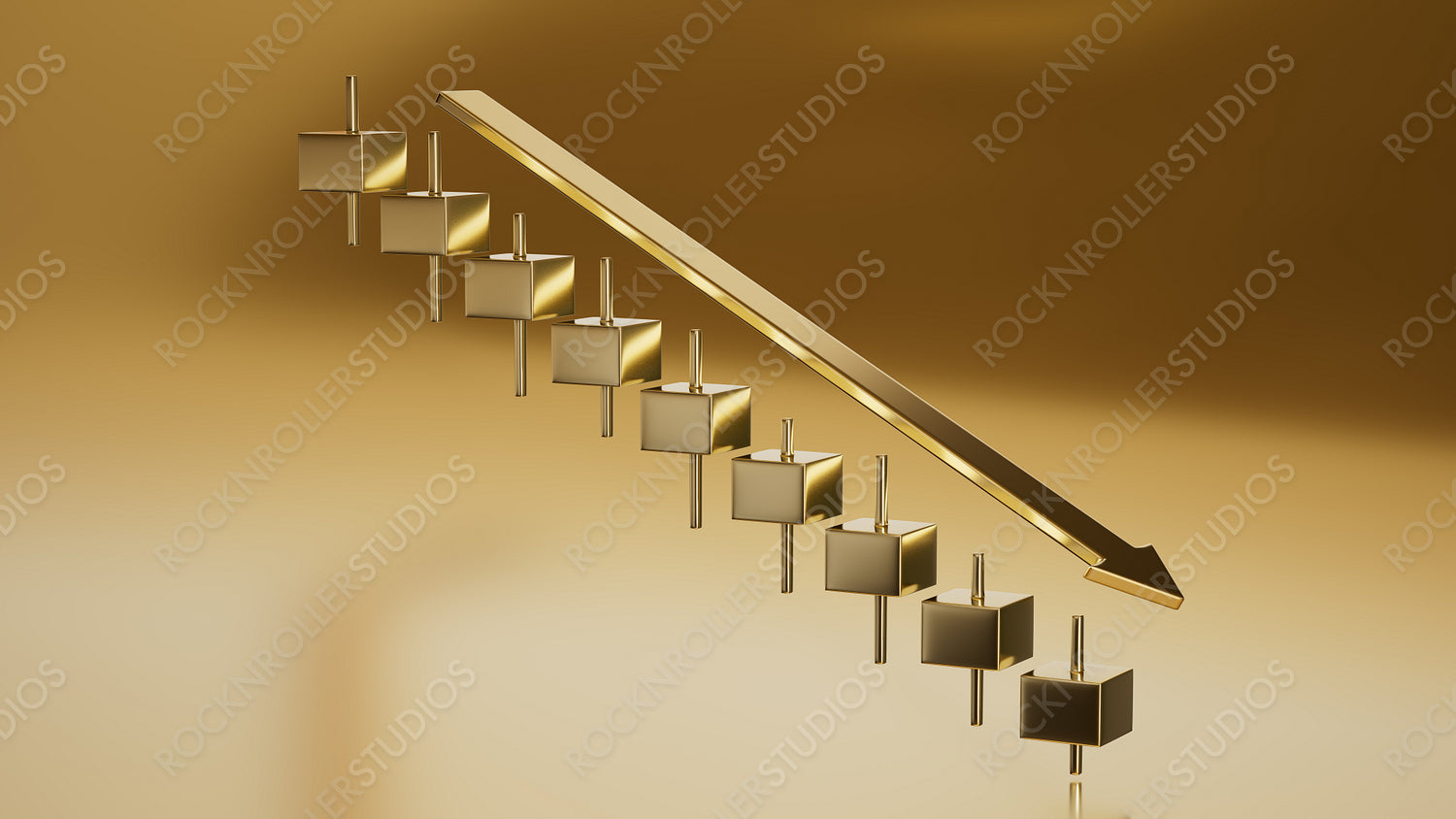 Gold Decline: Minimalist Market Candles on a Gradient - Bear Market Illustration