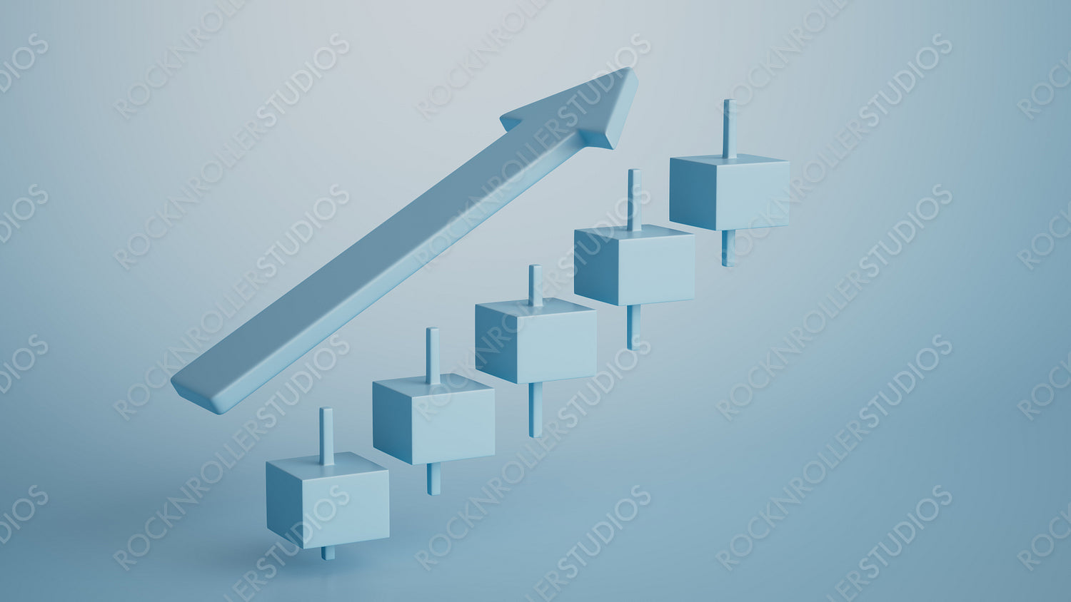 Ascending Success: 3D Cubes and Arrow Illustrating Growth and Progress in Business