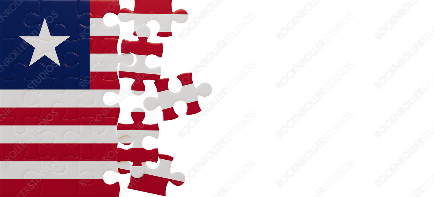 Fragmented Glory: Liberia's Flag as a Jigsaw Puzzle on Independence Day