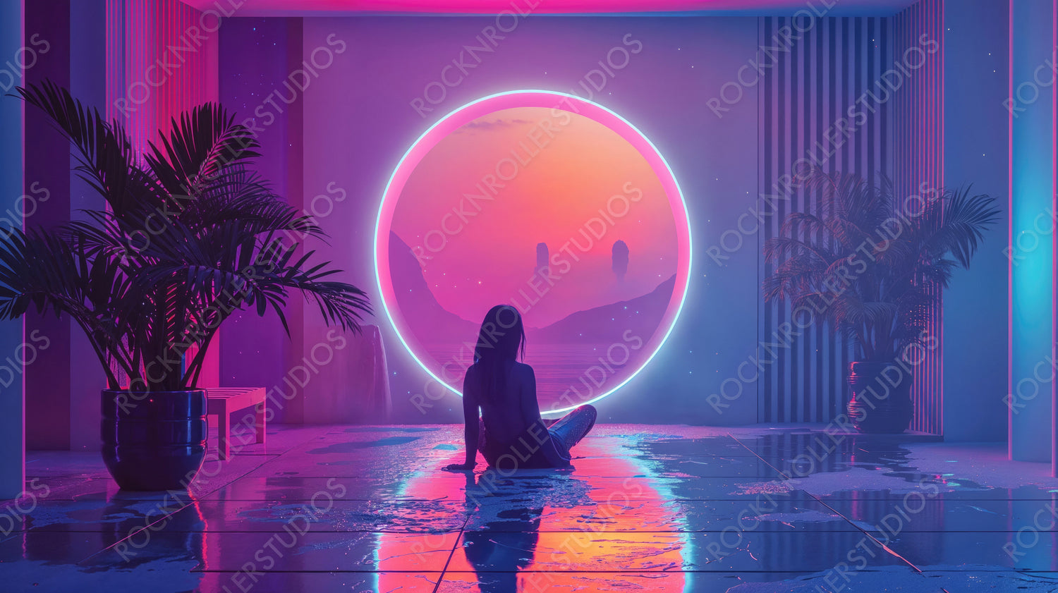 Futuristic Zen Design with Girl and Gradient Colors