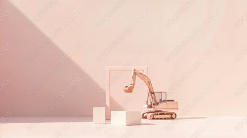 Miniature Construction Site with Excavator - Modern Industrial Concept