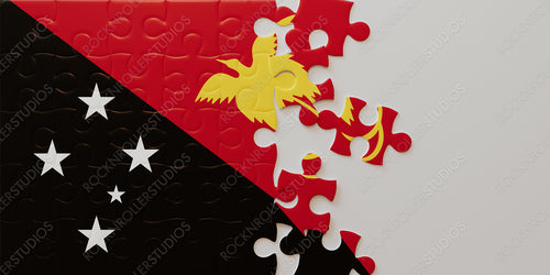 Vibrant Papua New Guinea Flag Puzzle: Assembling National Pride with the Raggiana Bird-of-Paradise and Southern Cross Stars