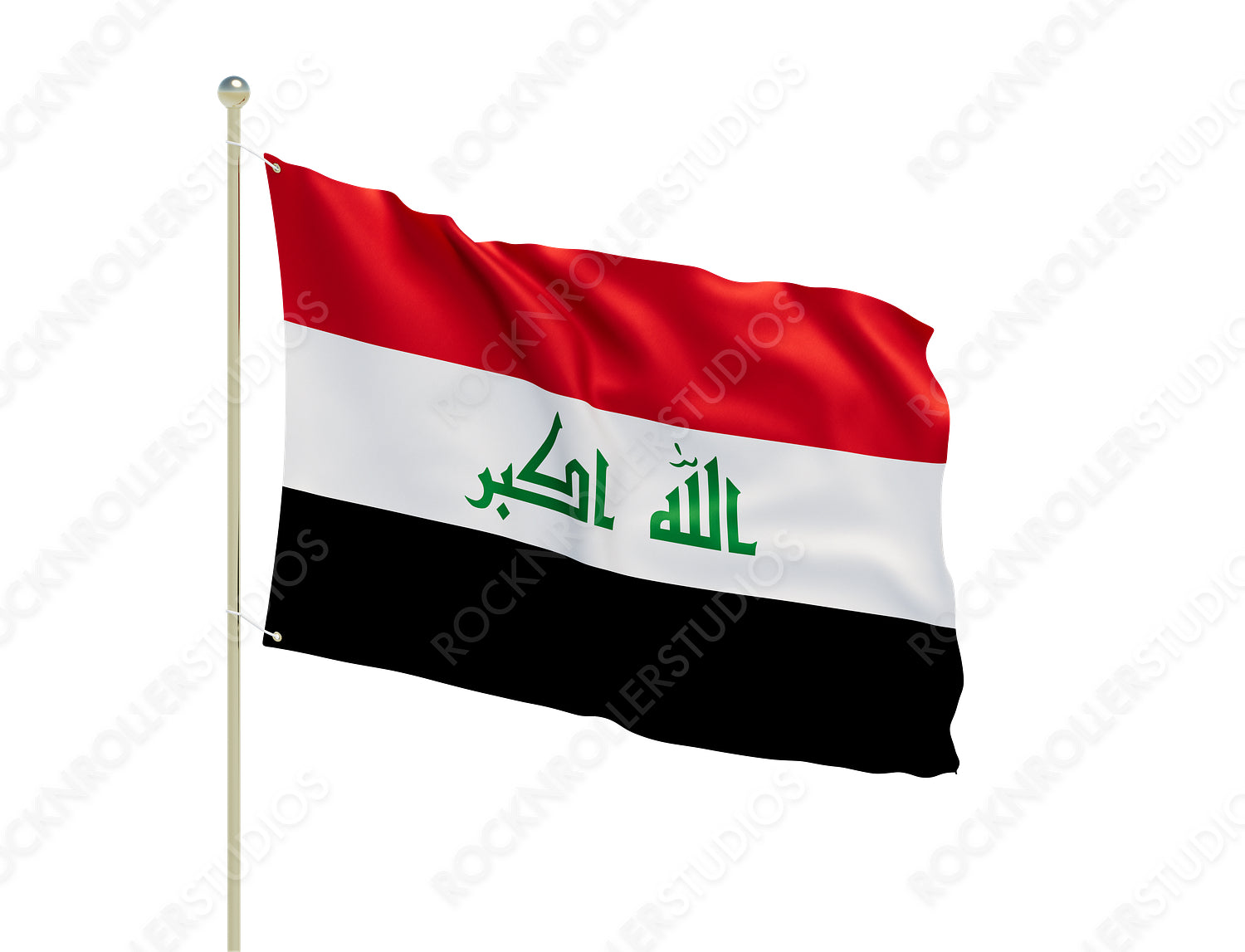 Majestic Iraqi Flag Waves Proudly, Featuring Bold Takbir Inscription. Transparent PNG