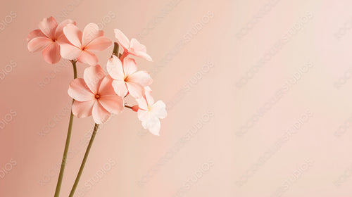 Delicate Pink Flowers Against Blush Background - Floral Minimalism