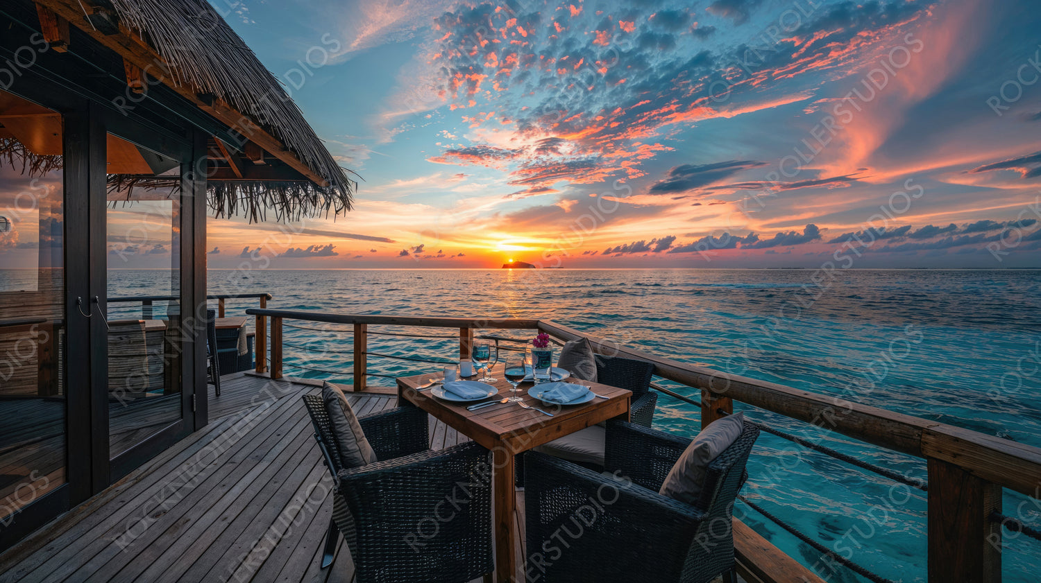 Romantic Sunset Dinner on Oceanfront Deck