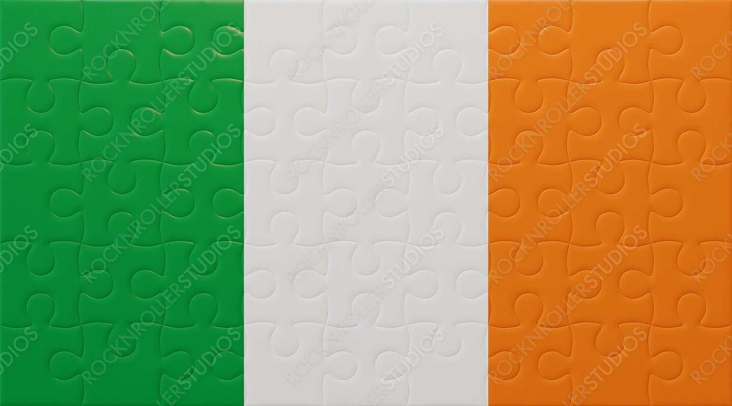 Colorful Irish Flag Puzzle: Perfectly Interlocked Green, White, and Orange Pieces