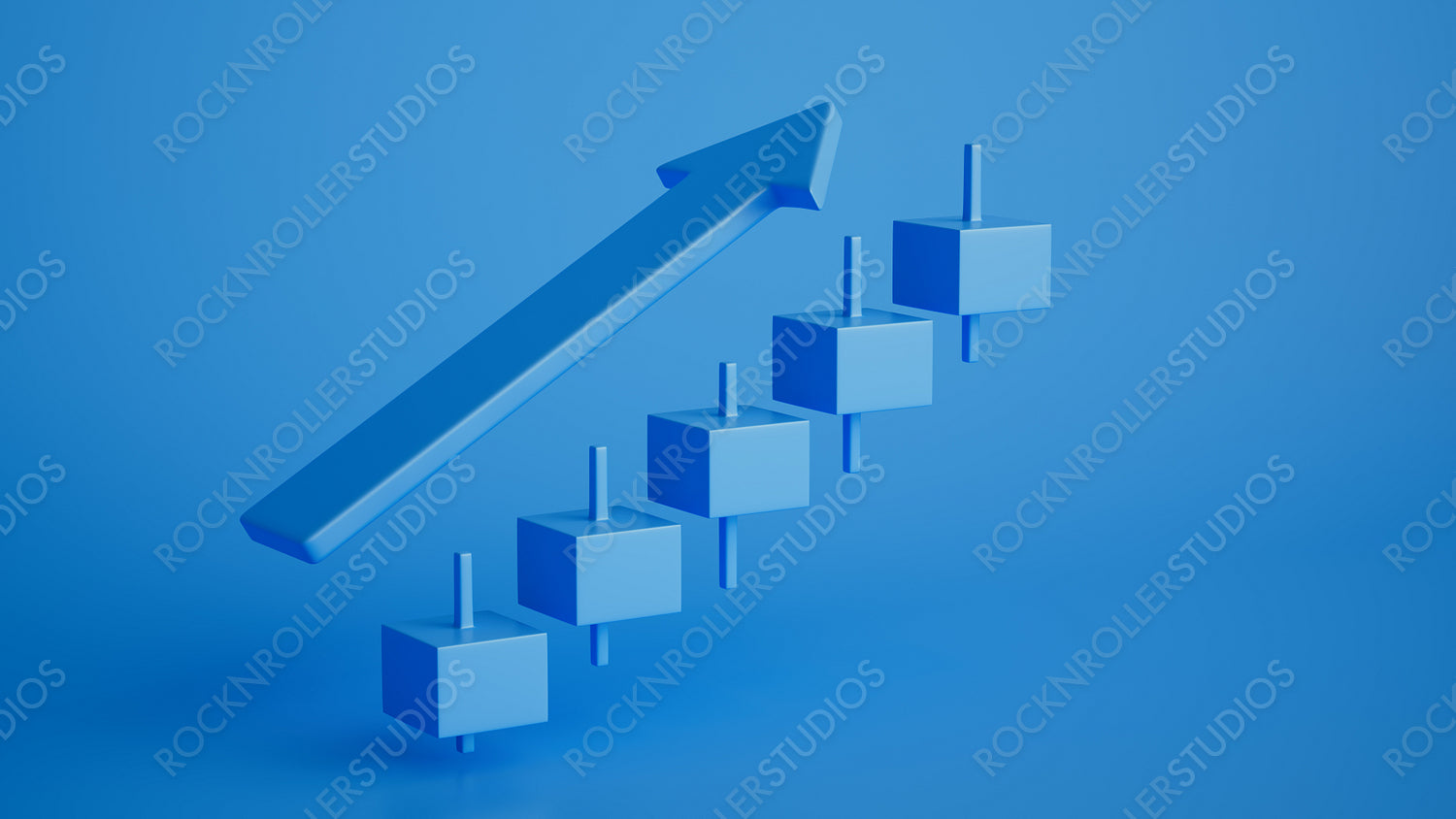 Blue Arrow of Success: Minimalist Growth and Progress Concept