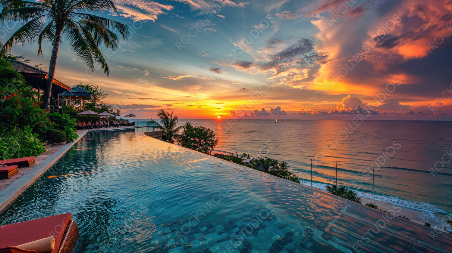 Infinity Pool at Sunset with Spectacular Ocean Views
