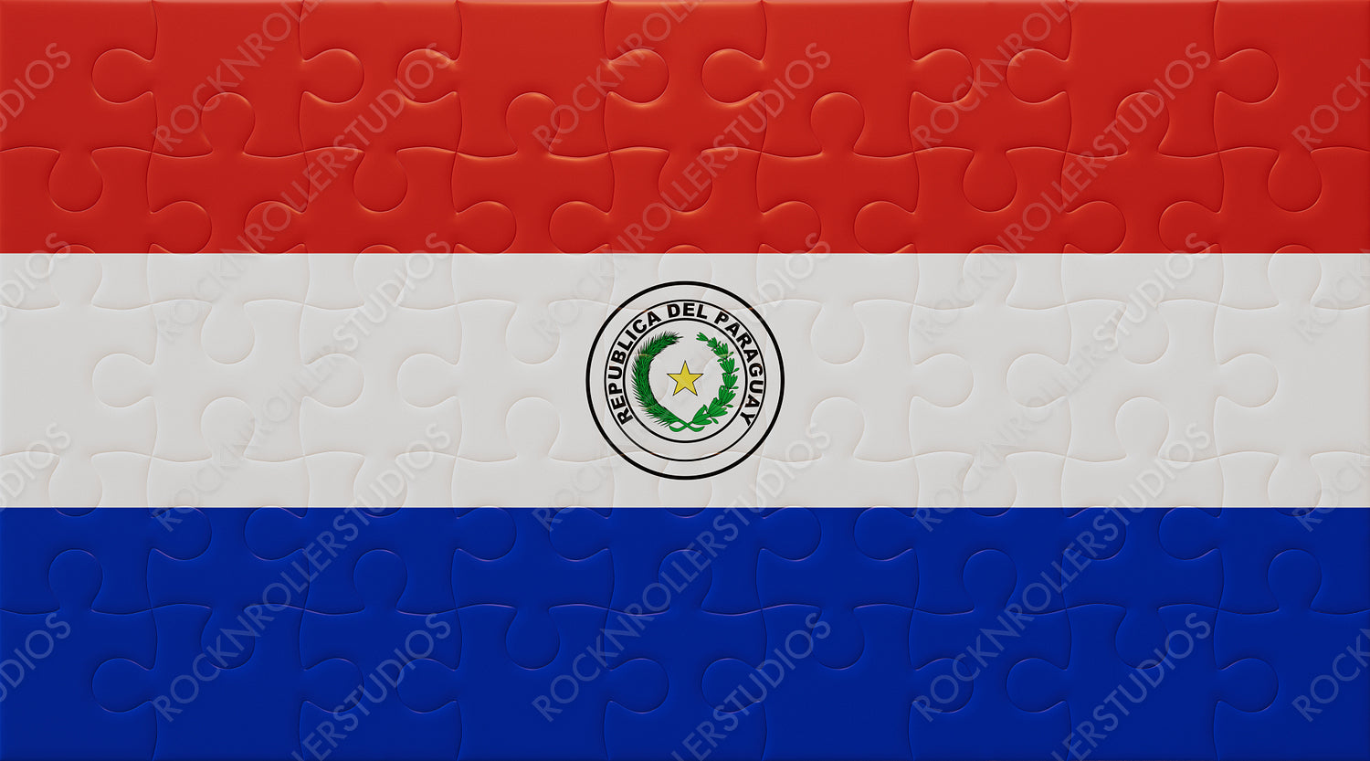 Paraguay's Pride in Pieces: Captivating Jigsaw Puzzle Flag with Emblem
