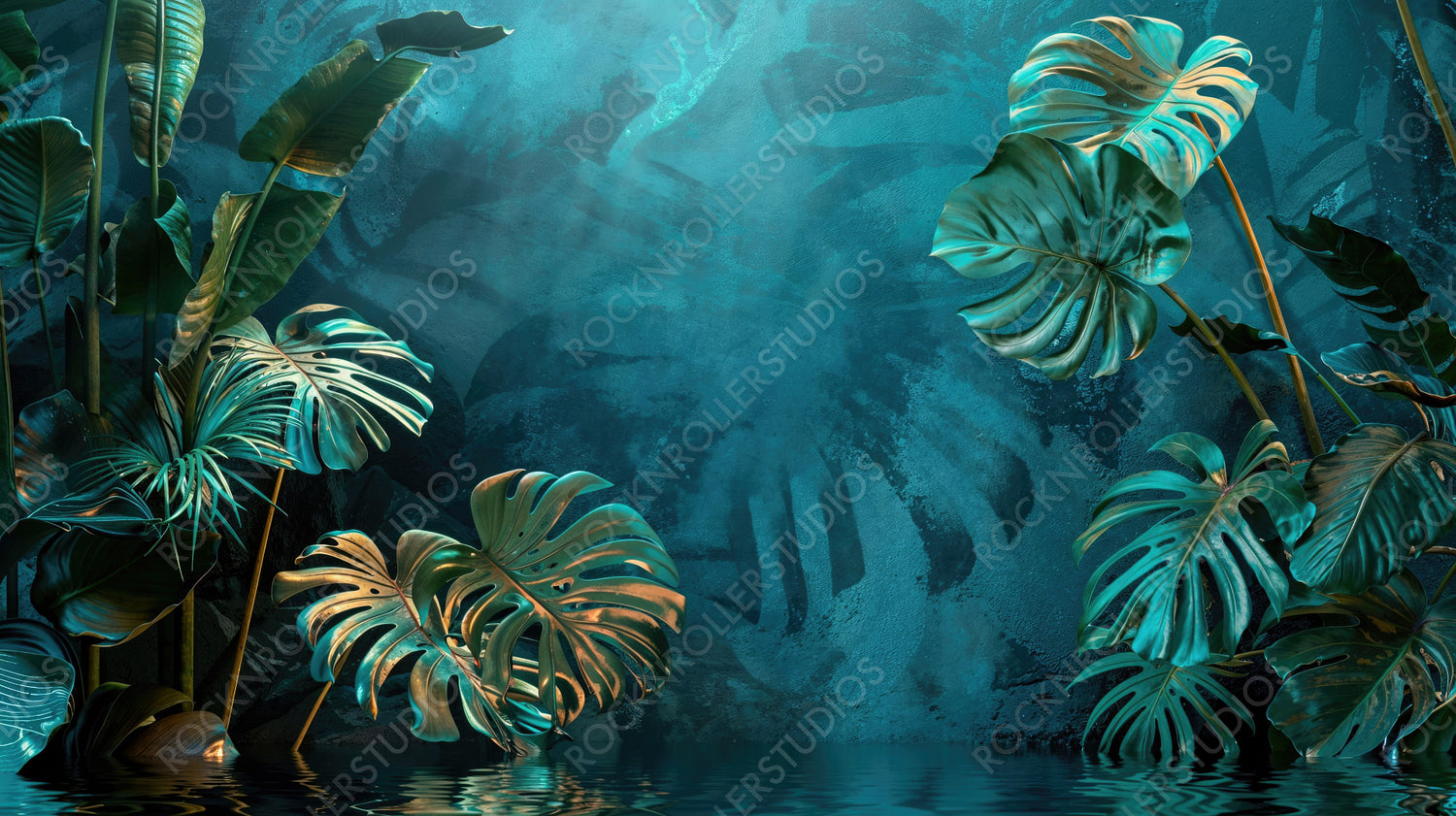 Tropical Leaves with Moody Lighting and Reflections