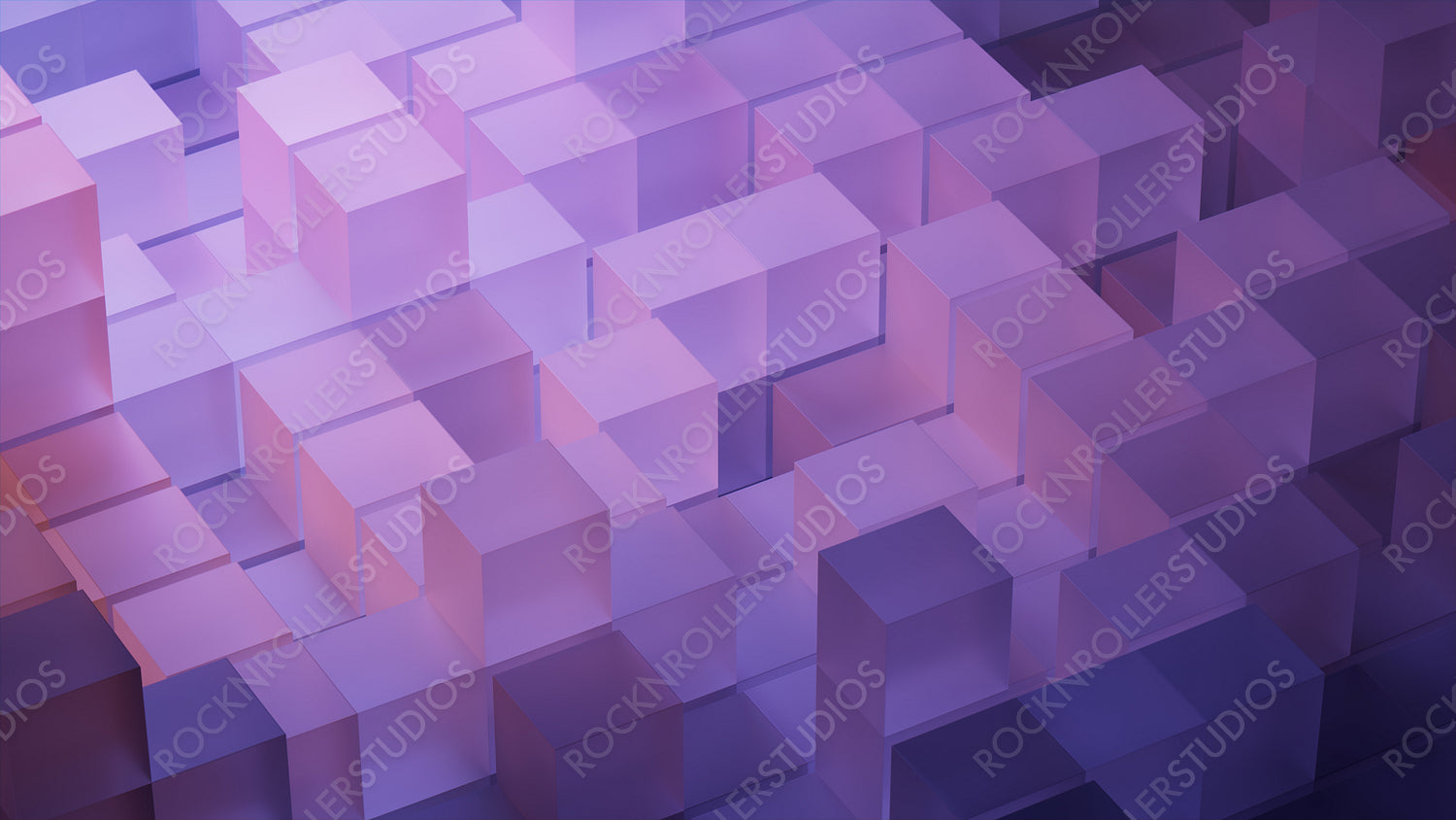 Modern Tech Wallpaper with Perfectly Arranged Translucent Cubes. Violet and Orange, 3D Render.