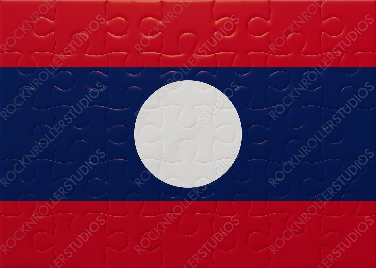 Stylized Laos Flag as a Jigsaw Puzzle: A Creative Patriotic Symbol