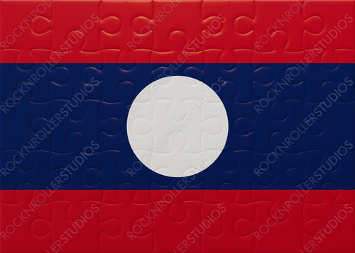 Stylized Laos Flag as a Jigsaw Puzzle: A Creative Patriotic Symbol