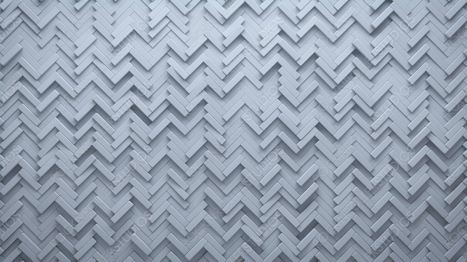 Herringbone, White Wall background with tiles. Semigloss, tile Wallpaper with 3D, Polished blocks. 3D Render
