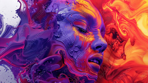 Vivid Face Paint Art - Colorful, Expressive Portrait