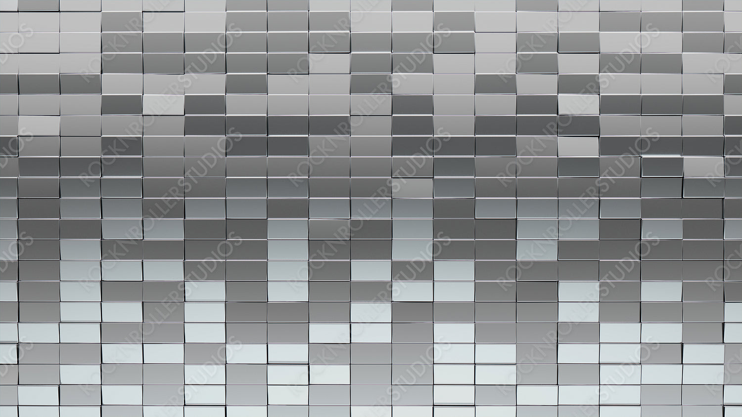 Glossy, Silver Wall background with tiles. 3D, tile Wallpaper with Rectangular, Polished blocks. 3D Render