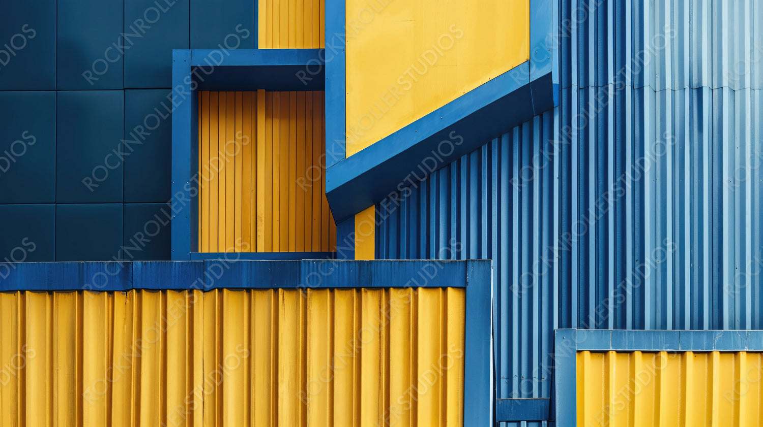 Bold Yellow and Blue Industrial Geometric Architecture
