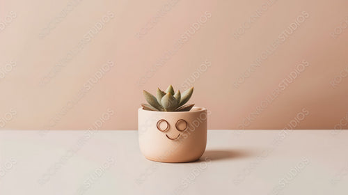 Cute Succulent Plant in a Smiling Face Pot