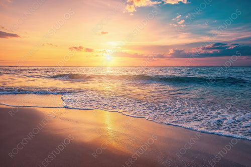 Fantastic Sunset Beach. Tropical get-away Landscape. Solitude background.