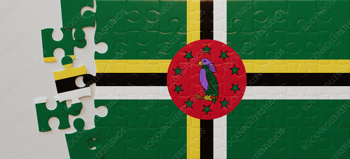 Piece Together Dominica: Jigsaw Puzzle of National Flag with Sisserou Parrot and Stars