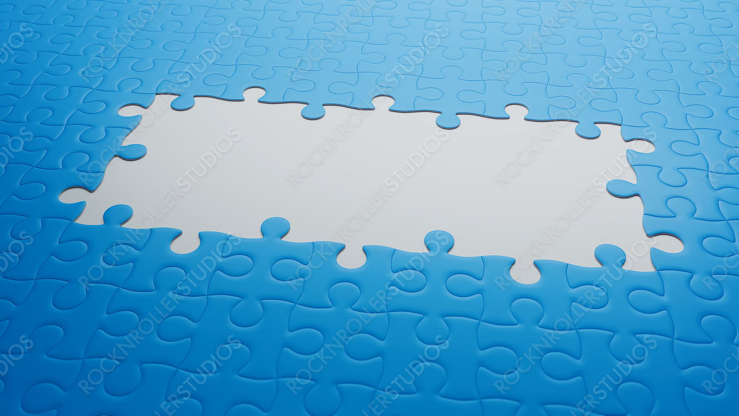 Intriguing Blue Jigsaw Puzzle with a Complex Missing Piece - Challenge and Strategy Concept