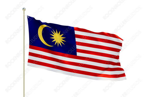 Vibrant Malaysian Flag Waving Proudly: Unity and Diversity Symbolized in Red, White, and Blue. Transparent PNG