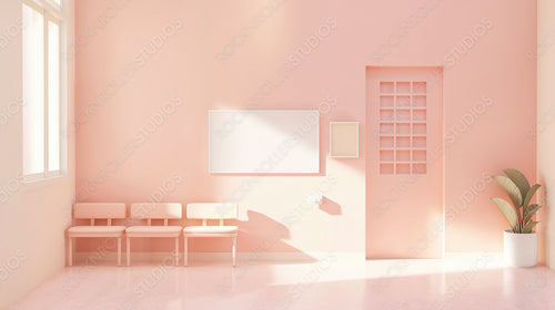 Modern Academia Concept with Minimalist Classroom in Soft Pink