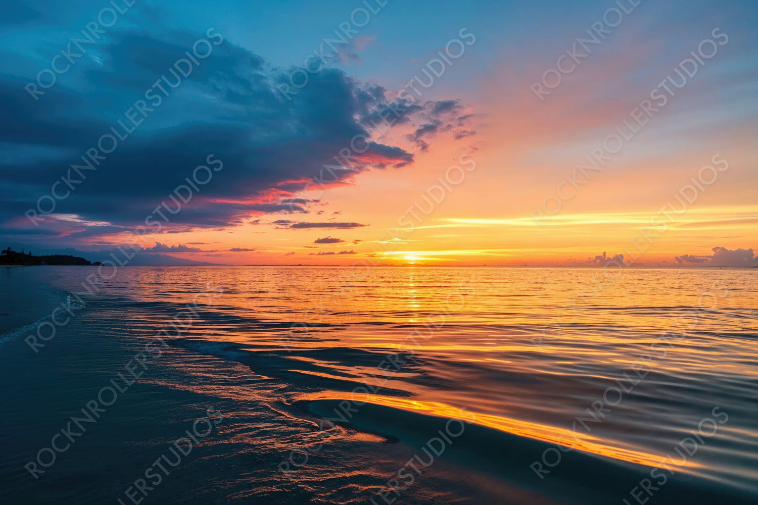 Sea and Sky banner with Serene Sunrise Beach in the Indian Ocean. Luxury Holiday Environment.