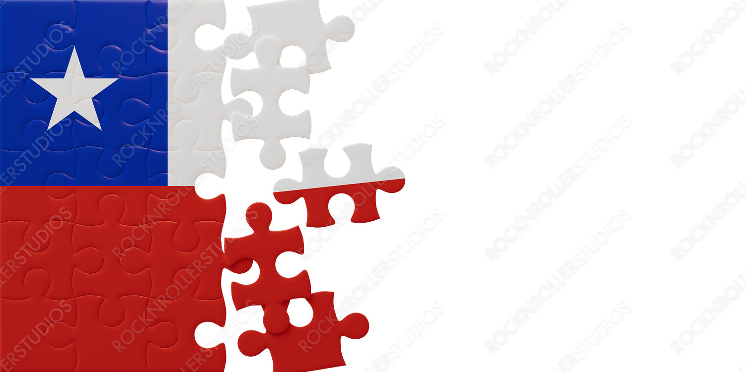 Chilean Pride in Pieces: Colorful Puzzle Concept of National Flag