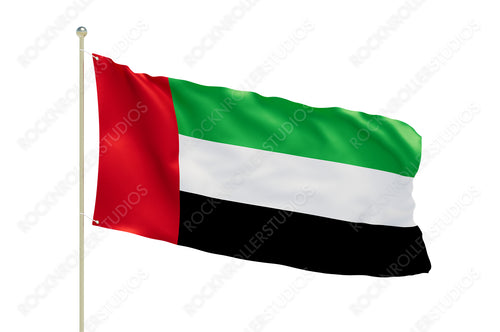 Vibrant UAE Flag Waving Proudly - National Colors of Green, White, Black, and Red on Display. Transparent PNG