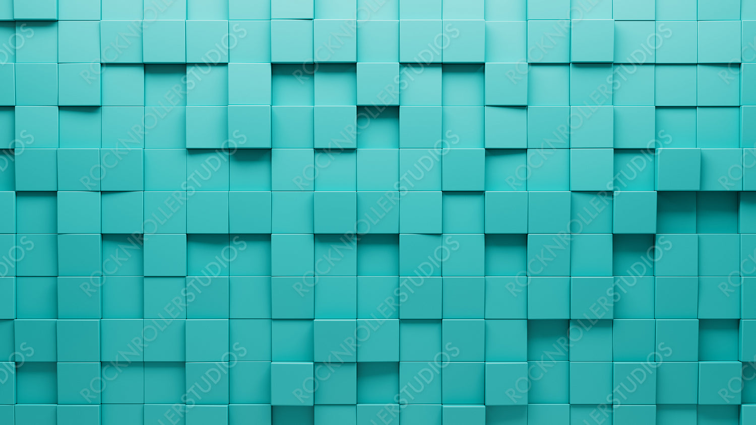 Square, 3D Wall background with tiles. Teal, tile Wallpaper with Semigloss, Polished blocks. 3D Render
