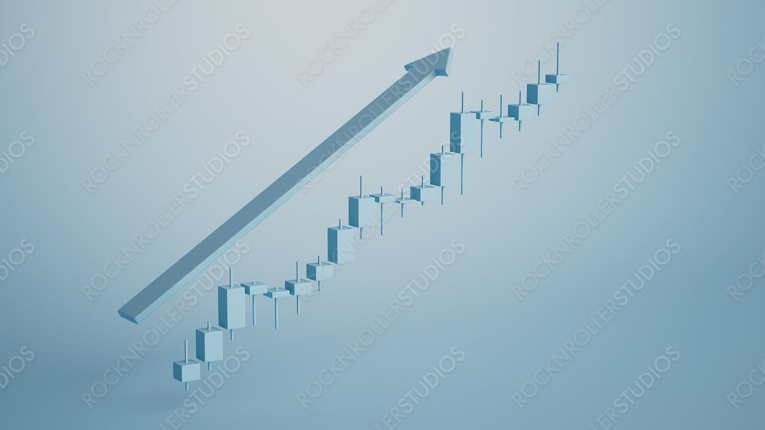 Rising Blue Stock Market Chart: Bullish Trends and Financial Growth Visualization
