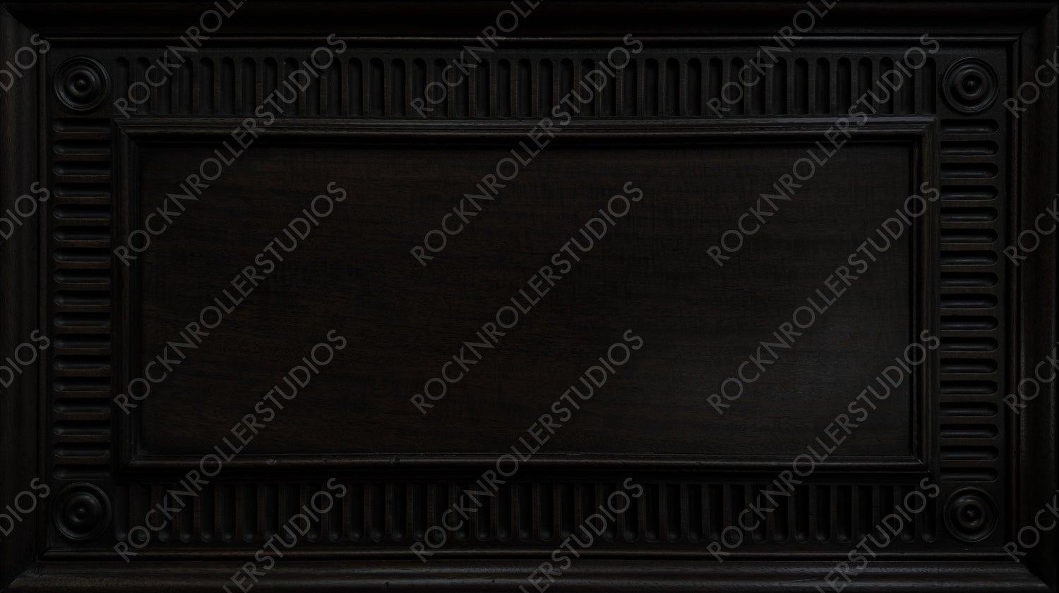 Elegant Dark Wood Panel with Ornate Classical Frame. Wood Texture Background with copy-space.