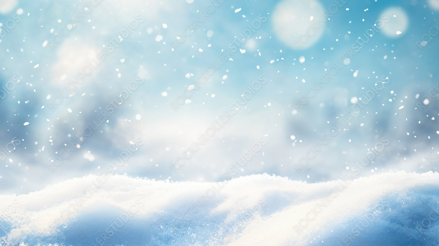 Beautiful Winter Snowfall Scene with Soft Light and Sparkling Snowflakes in the Air