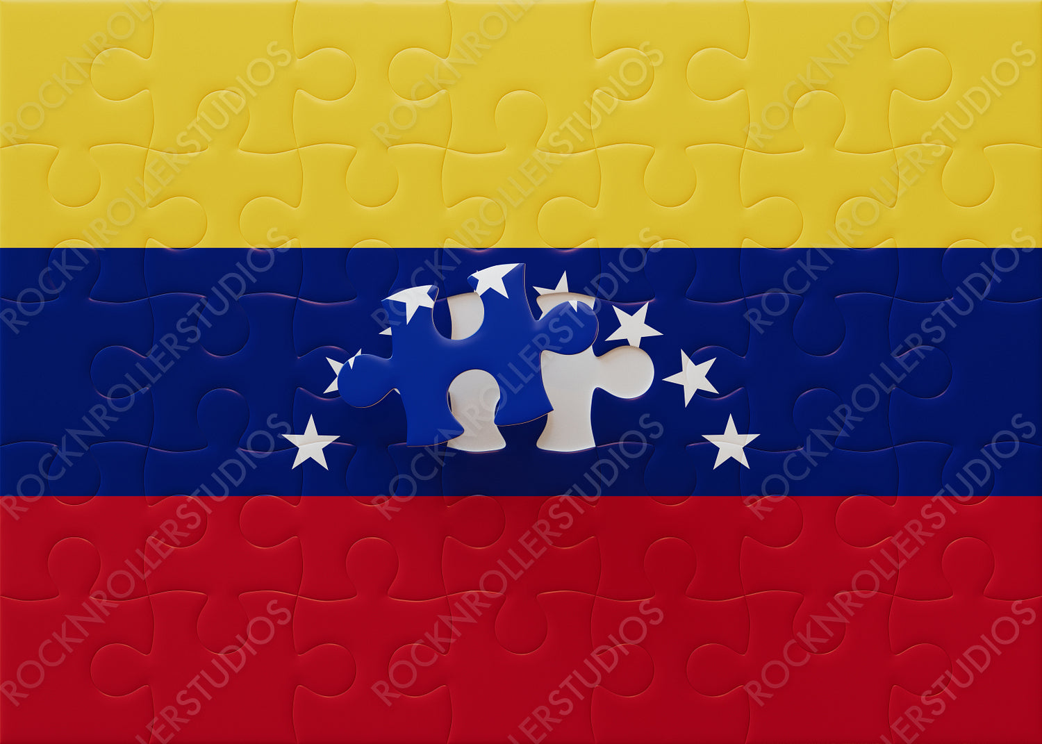 Completing Venezuela: Jigsaw Puzzle with National Flag and Stars