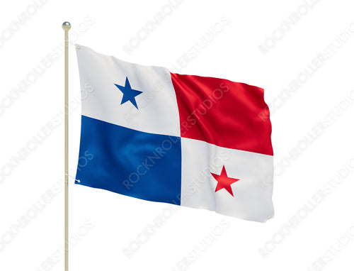 Patriotic Panama Flag Fluttering: Blue and Red Stripes with White Star Design. Transparent PNG