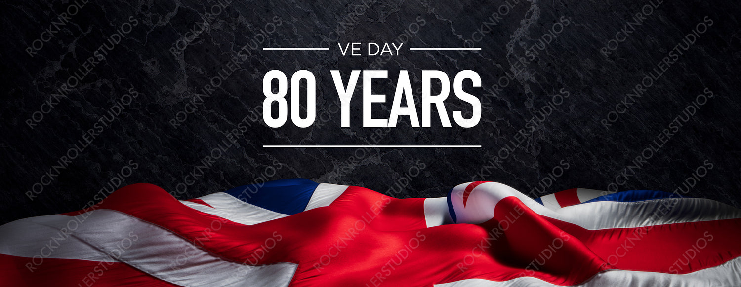 VE Day 80th Anniversary: Union Jack Tribute on Dark Textured Background