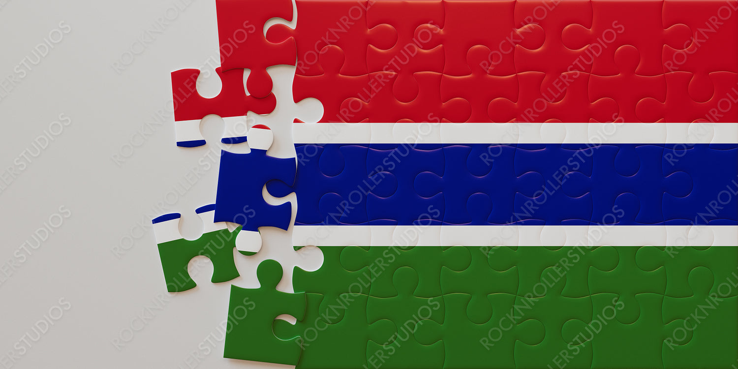 Vibrant Gambia Flag Puzzle: Incomplete Jigsaw Challenge