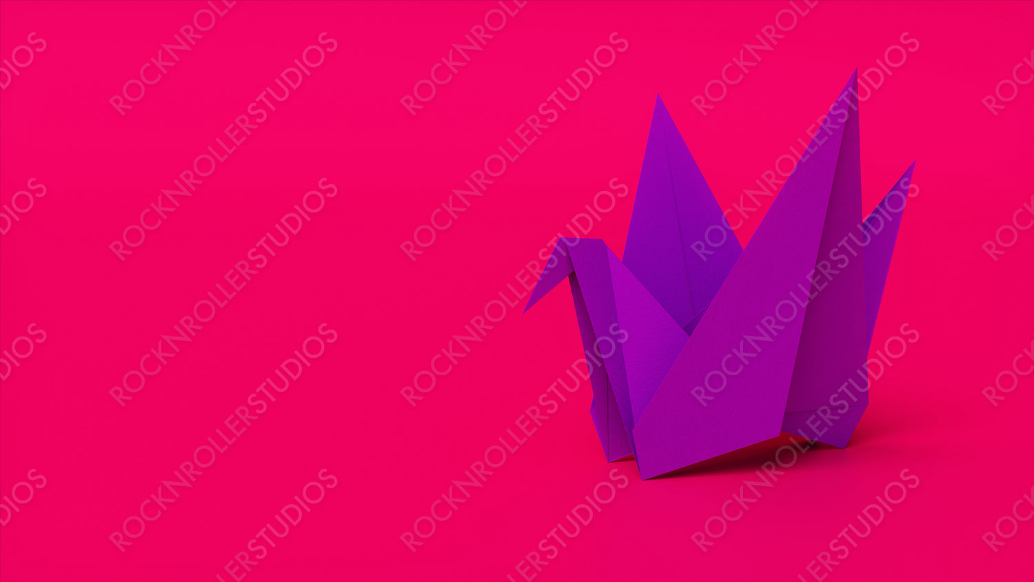 Pink Background with Origami Bird.