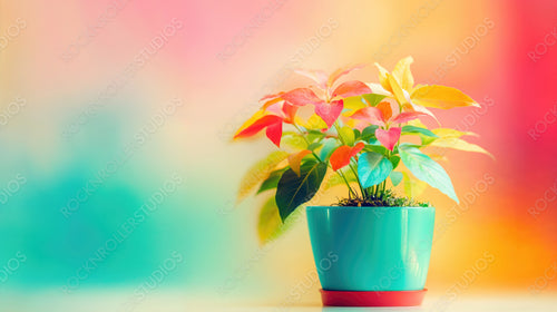 Vibrant Houseplant in Turquoise Pot: A Symphony of Color and Growth