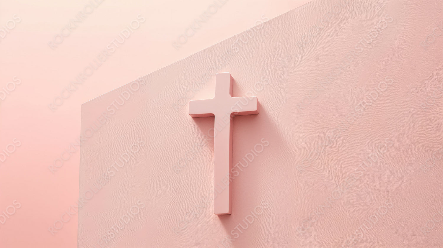 Minimalist Religious Cross on Pink Wall