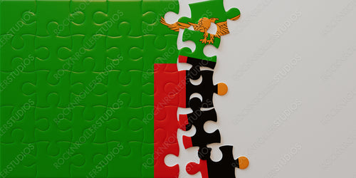 Zambia Unites: Colorful Jigsaw Puzzle of National Flag on White Background