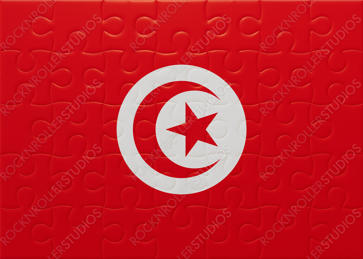 Vibrant Jigsaw Puzzle of Tunisia's Flag - Unity & National Pride Symbolized