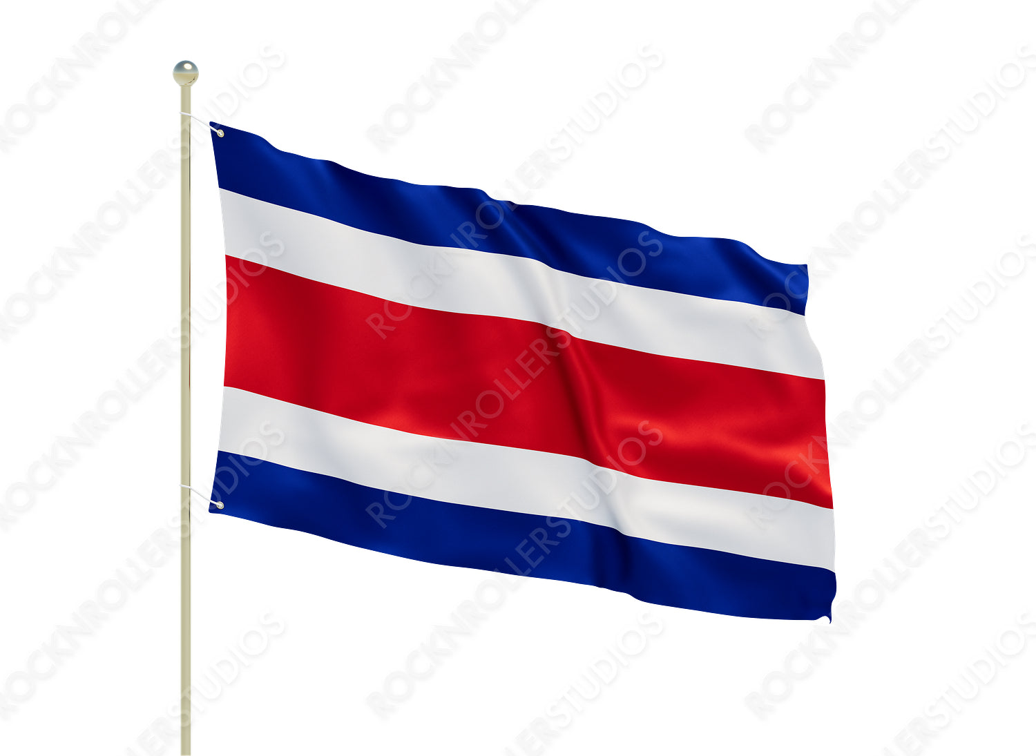 Vibrant Costa Rican Flag Waving Proudly in the Breeze. Transparent PNG