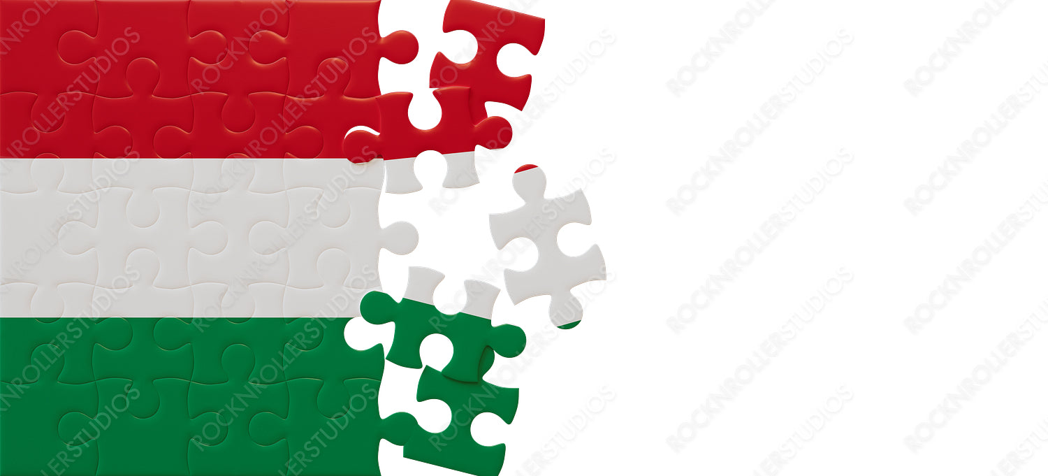 Piece Together Hungary: Incomplete Jigsaw Puzzle of National Flag in Red, White, and Green