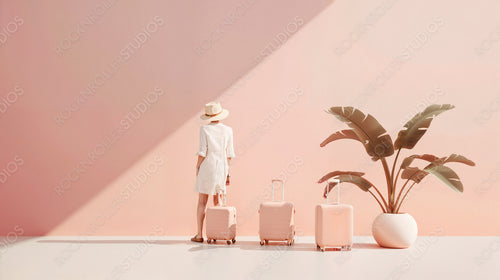 Travel Concept with Minimalist Pink Background