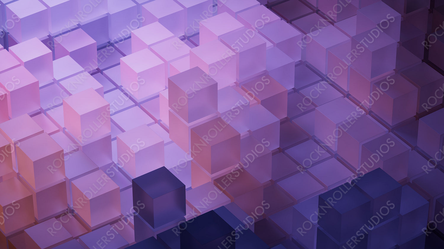 Violet and Orange, Translucent Blocks Perfectly Arranged to create a Innovative Tech Background. 3D Render.